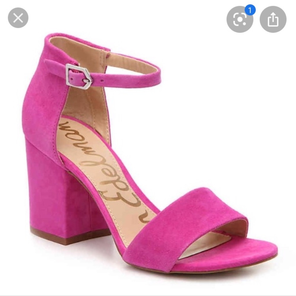 Sam Edelman Pink Suede Block Heel Sandals